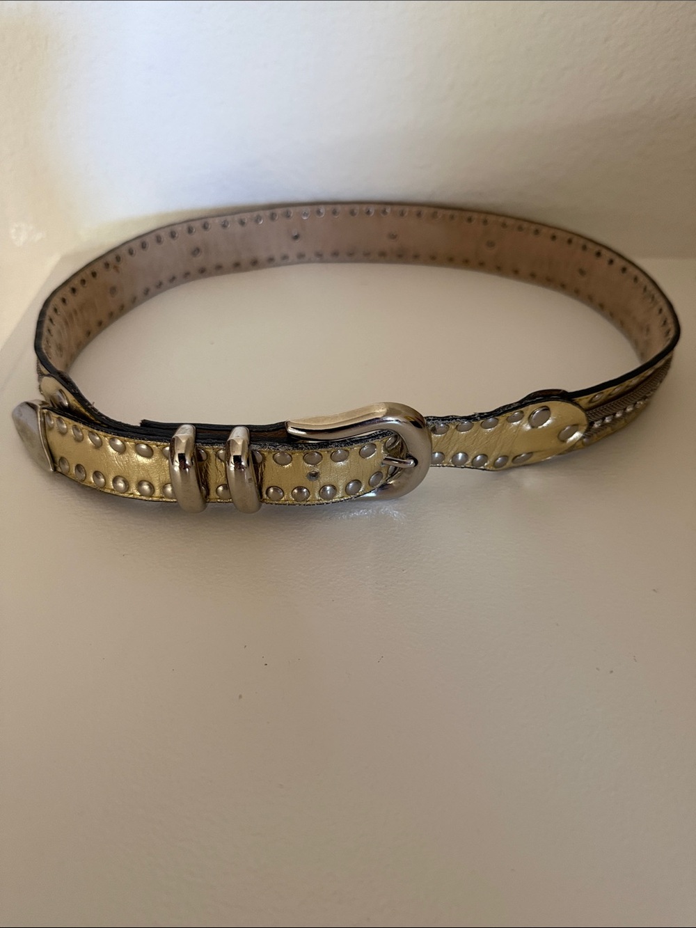 Studded Metallic Gold Women’s Belt